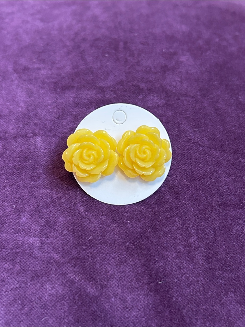 Yellow Rose Resin Stud Earrings ($5 add on)